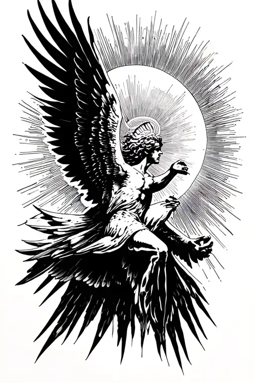 Icarus flying towards the sun tattoo design idea