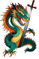 dragon with sword tattoo design idea