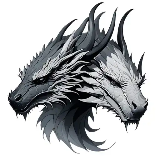 3 dragon heads minamalistic tattoo design idea