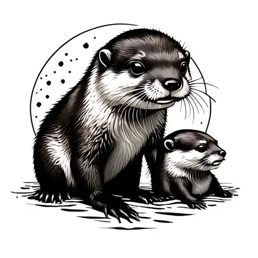 astrology, family, otter tattoo design idea