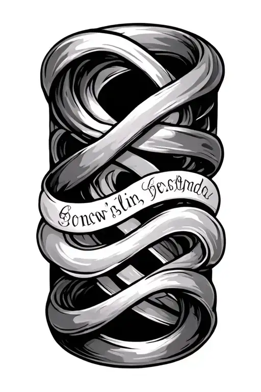 Infinity band with names written tattoo design idea