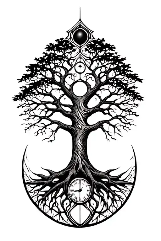 tree of life tattoo that represents time and death is an illusion, and that we will see each other again  tattoo design idea