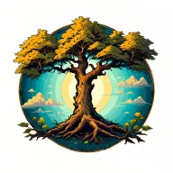 two trees growing together tattoo design idea