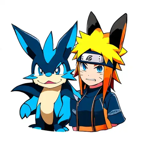 naruto and lucario tattoo design idea