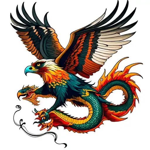 hawk and dragon tattoo design idea