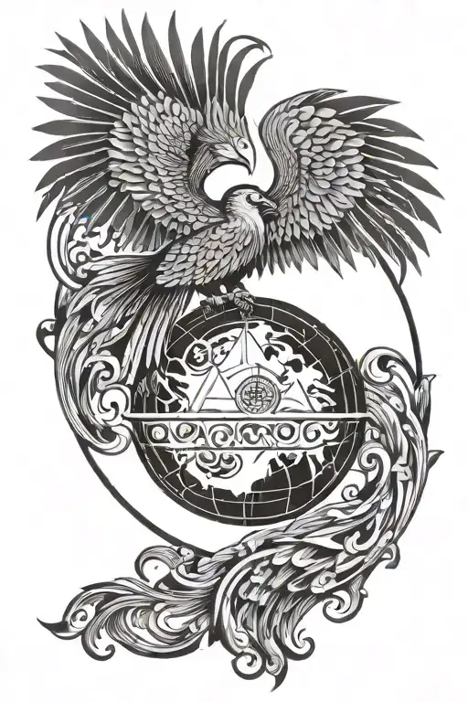 globe ,phoenix, greek, mythology inspired tattoo tattoo design idea