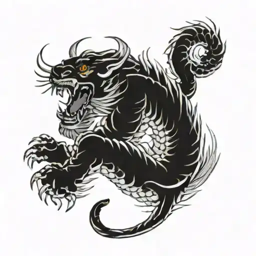Dragon, Tiger, Savage tattoo design idea