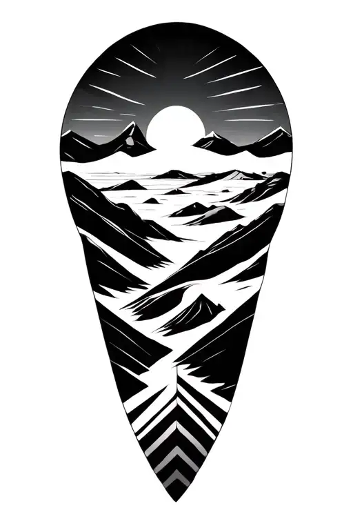 desert landscape with geometric shapes tattoo design idea