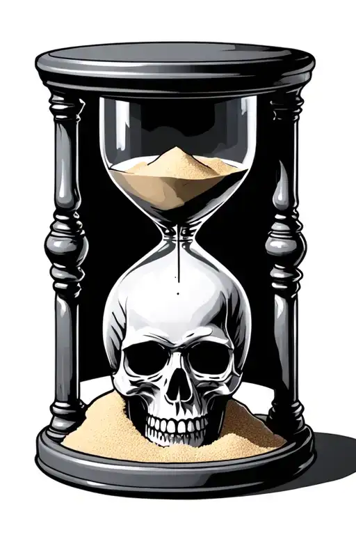 dark open hourglass with sand and a skull as the base tattoo design idea