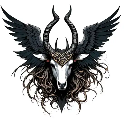 arcangel uriel with capricorn zodiac sign tattoo design idea