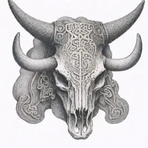 Texas longhorn skull tattoo design idea