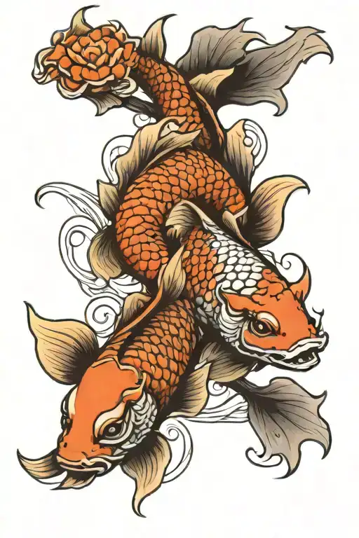 koi and dragon carp tattoo design idea