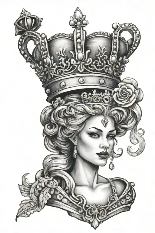 a king will always love his queen crown tattoo design idea