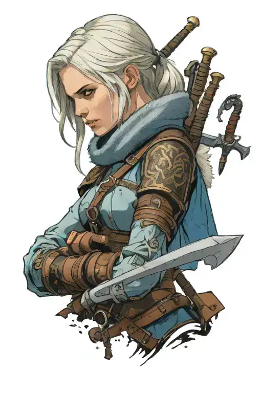 Cirilla from Witcher 3. Coloured tattoo design tattoo design idea