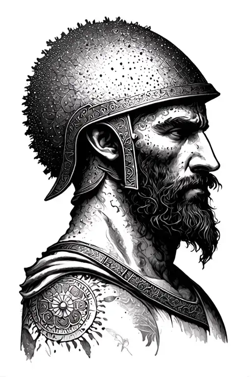 Mars god of war and agriculture with helmet tattoo design idea