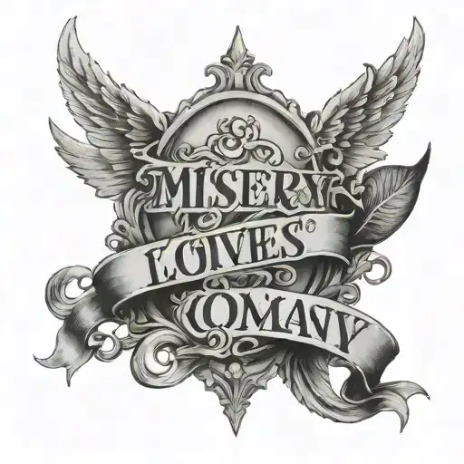 words that say "Misery Loves It's Company" tattoo design idea