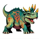 roaring triceratops tattoo design idea