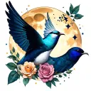 Honey cycles, roses roses swallow swallow moon. stars  tattoo design idea