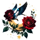 Honey cycles, roses roses swallow swallow moon. stars  tattoo design idea