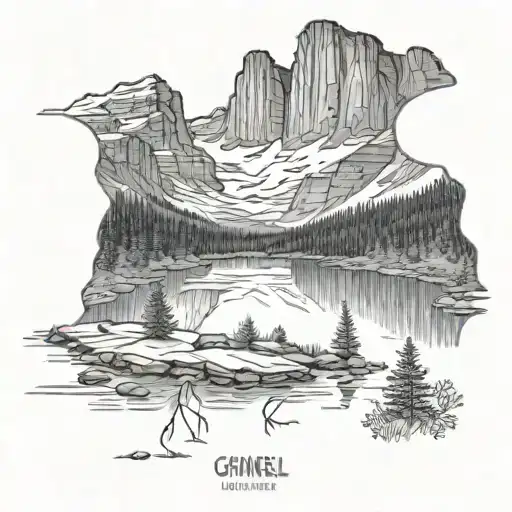 Grinnell Lake in Glacier National Park tattoo design idea