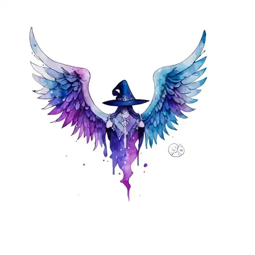 wing with a viking witch tattoo design idea