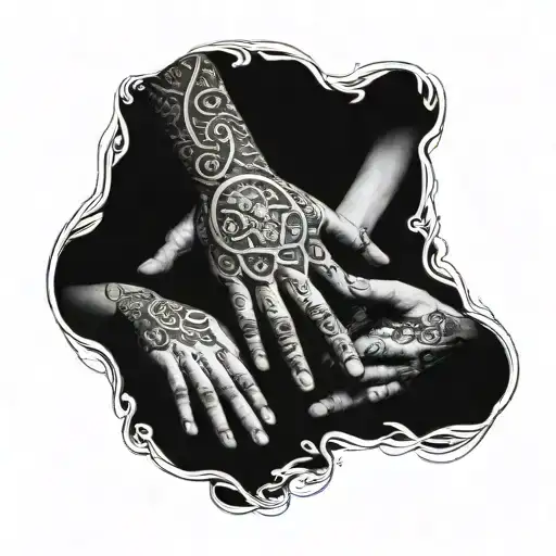 man wife 3 kids hand tattoo design idea