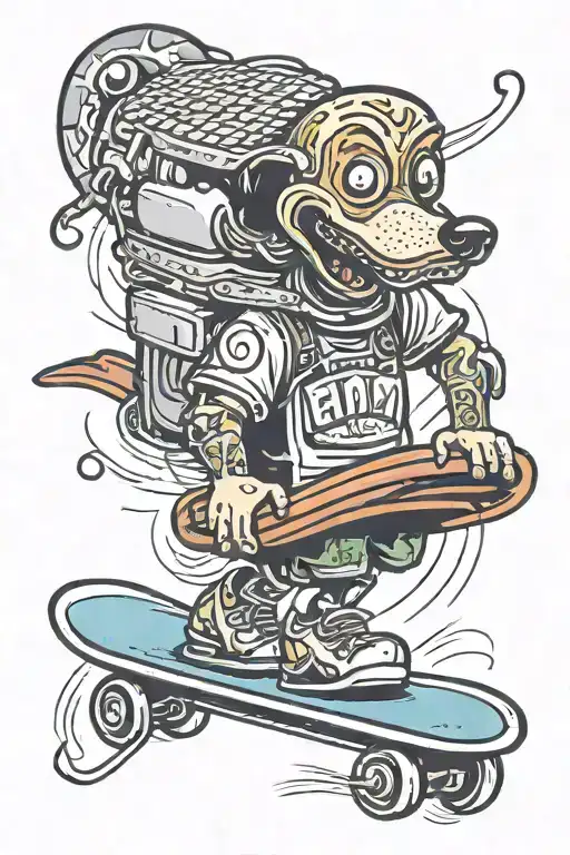 hotdog skating tattoo design idea