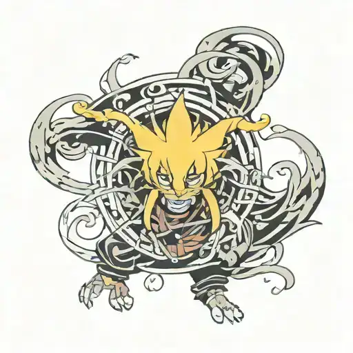 create the anime character named Sukuna domain expansion from jujutsu tattoo design idea