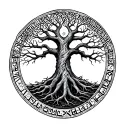 Yggdrasil, the World Tree, intertwined with Nordic runes representing resilience and growth tattoo design idea