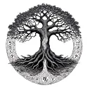 Yggdrasil, the World Tree, intertwined with Nordic runes representing resilience and growth tattoo design idea