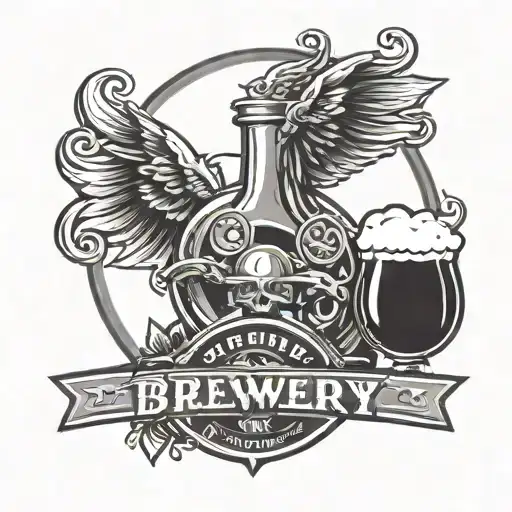 brewery logo incorporated tattoo design idea
