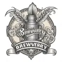 brewery logo incorporated tattoo design idea