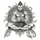 Vajra tattoo men sitting tattoo design idea
