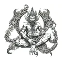 Vajra tattoo men sitting tattoo design idea