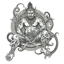 Vajra tattoo men sitting tattoo design idea