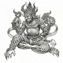 Vajra tattoo men sitting tattoo design idea