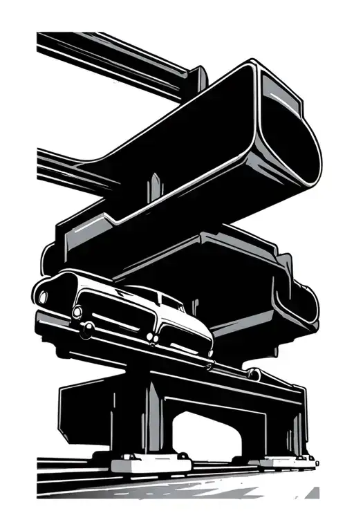 highway with exit cartoon tattoo design idea