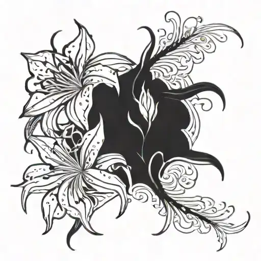 spider lilies intertwined tattoo design idea