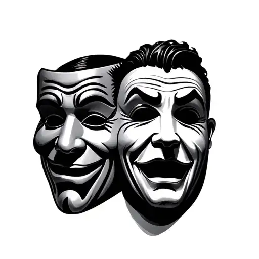 tragedy and comedy masks one tattoo design idea