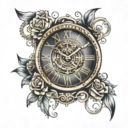 simple clock face with roman numerals tattoo design idea