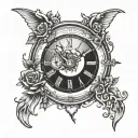 simple clock face with roman numerals tattoo design idea