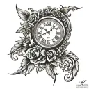 simple clock face with roman numerals tattoo design idea