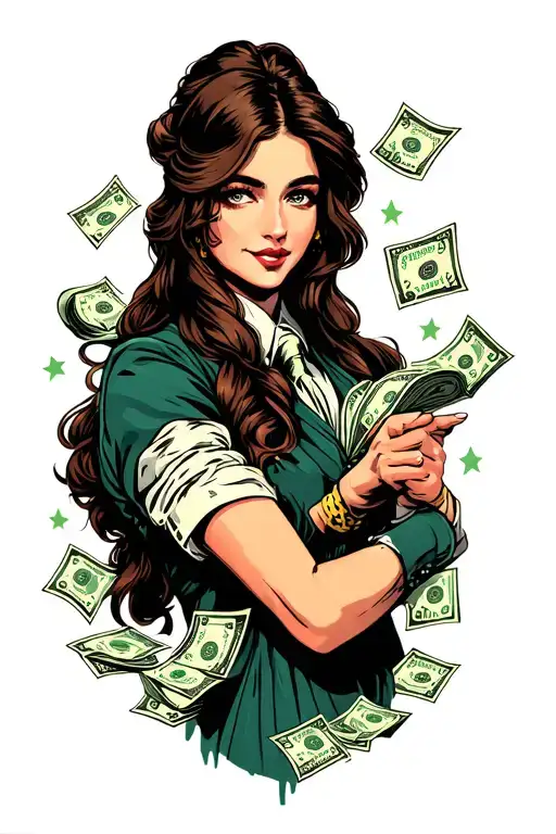 accountant counting money symbols tattoo design idea