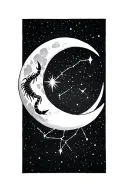 waxing crescent moon with Scorpio constellation tattoo design idea