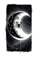 waxing crescent moon with Scorpio constellation tattoo design idea