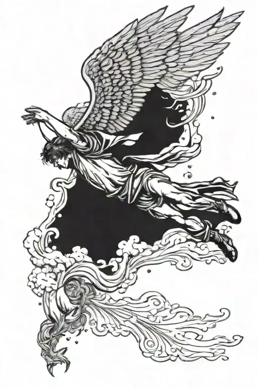 Falling Icarus falling from the sky tattoo design idea