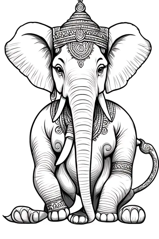 Thai Elephant Adorned Writing tattoo design idea