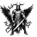 warrior, St Michael, Lucifer defeat, law enforcemt tattoo design idea