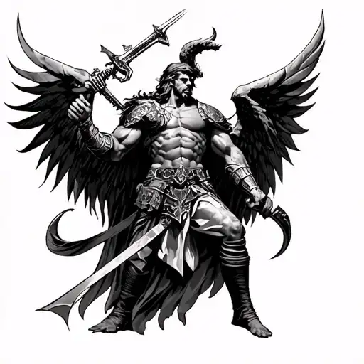 warrior, St Michael, Lucifer defeat, law enforcemt tattoo design idea