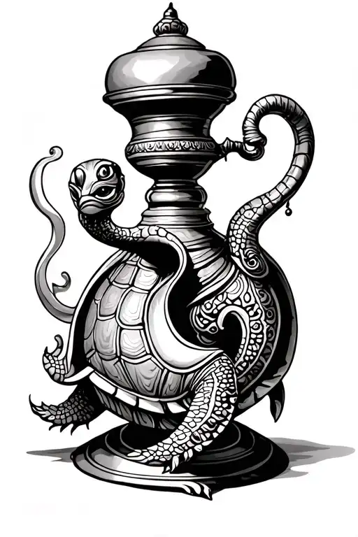 genie lamp turtle tattoo design idea